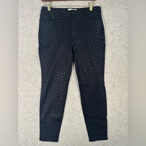 Talbots Petites 6P black metallic shimmery flowers Slim Stretch Chinos Pants